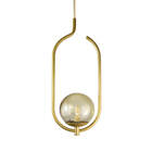 Lustre Pendente On Clip - Ouro Com Globo De Vidro Âmbar