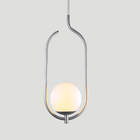 Lustre Pendente On Clip - Prata Com Globo De Vidro Branco