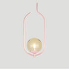 Lustre Pendente On Clip - Rosé Com Globo De Vidro Âmbar