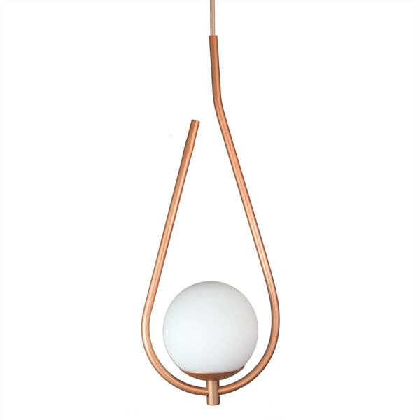 Lustre Pendente On Drop - Bronze Com Globo De Vidro Branco