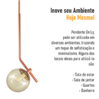 Lustre Pendente On Ly - Bronze Com Globo De Vidro Âmbar