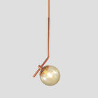 Lustre Pendente On Ly - Bronze Com Globo De Vidro Âmbar