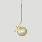 Lustre Pendente On Ly - Dourado Com Globo De Vidro Âmbar