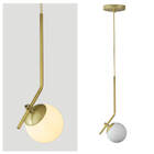 Lustre Pendente On Ly - Dourado Com Globo De Vidro Branco