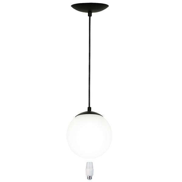Lustre Pendente Orby Bolinha Preto + Lampada 6000k