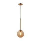 Lustre Pendente Orby Dourado Vidro Bola Âmbar Moderno Luxo Sa