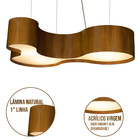 Lustre Pendente Orgânico Semi Cilíndrico Wi3 De Madeira Teca