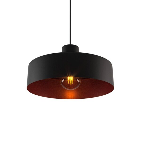 Lustre Pendente Orluce Dritto Or1384 Preto E Bronze E27 Bivolt