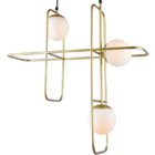 Lustre Pendente Orluce Globe Iii Opalino Dourado E27 Bivolt