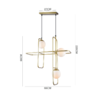 Lustre Pendente Orluce Globe Iii Opalino Dourado E27 Bivolt