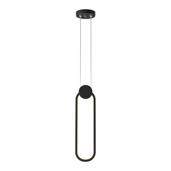 Lustre Pendente Orluce King Iii Led 12w Preto Bivolt 3000k Lu