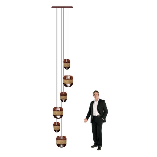 Lustre Pendente Para Sala Pé Direito Duplo M-barrel Marrom