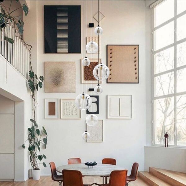 Lustre Pendente Para Sala Pé Direito Duplo Mix Ball P7 - Bran