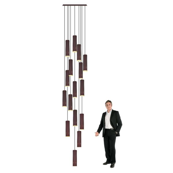 Lustre Pendente Para Sala Pé Direito Duplo Multi Focus Marrom