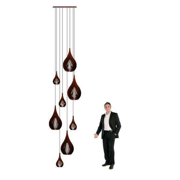 Lustre Pendente Para Sala Pé Direito Duplo Rain Marrom