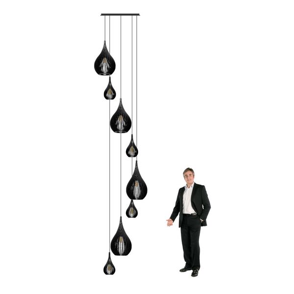 Lustre Pendente Para Sala Pé Direito Duplo Sp-rain Preto