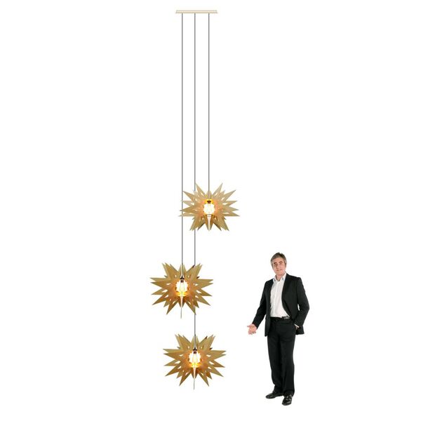 Lustre Pendente Para Sala Pé Direito Duplo Trio Star Marfim