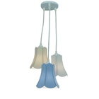 Lustre Pendente Paris Arabescos Branco, Bege E Azul Bivolt