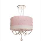 Lustre Pendente Pérolas 30x15 Rosa