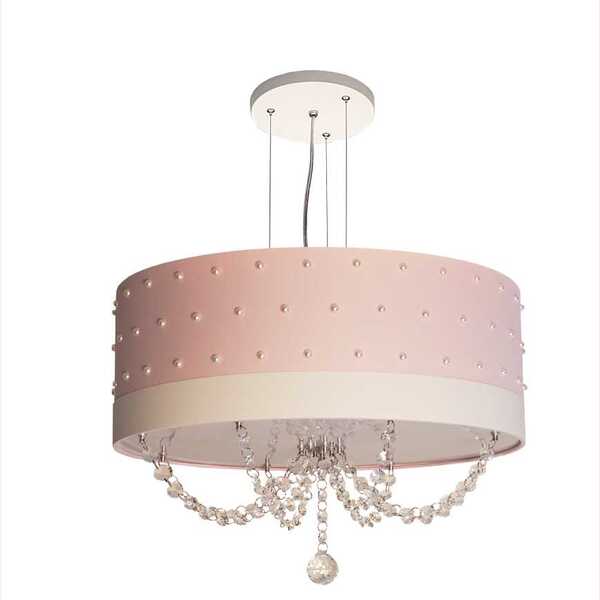 Lustre Pendente Pérolas 40x15 Rosa