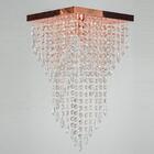 Lustre Pendente Plafon Cristal Crilick Pl7202 Rose Gold