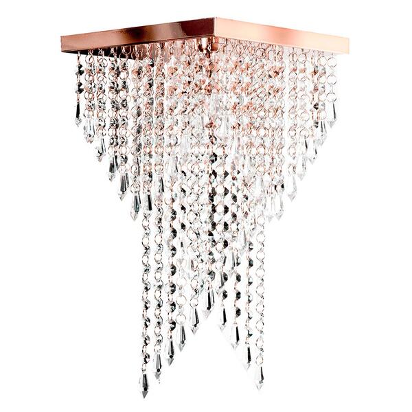 Lustre Pendente Plafon Cristal Crilick Pl7202 Rose Gold