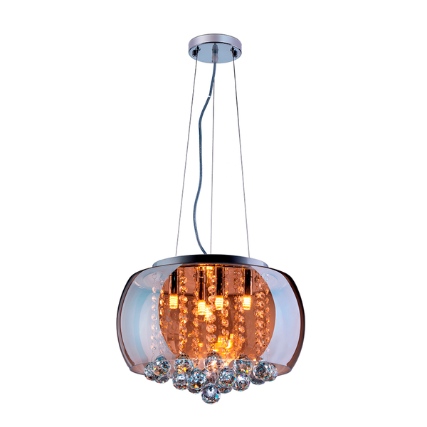 Lustre Pendente Plafon Em Vidro E Cristal Attractive 40cm Mod