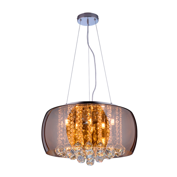 Lustre Pendente Plafon Em Vidro E Cristal Attractive 50cm Mod