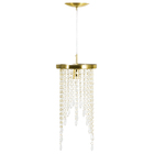 Lustre Pendente Plafon Redondo Cristal Crilik Pl7301 Dourado