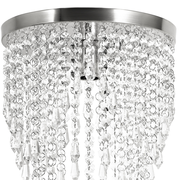 Lustre Pendente Plafon Redondo Cristal Crilik Pl7302 Cromado