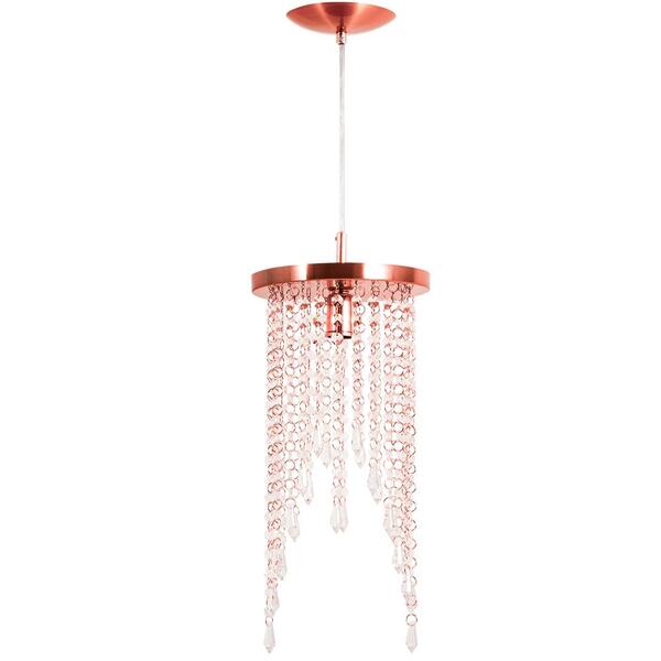 Lustre Pendente Plafon Redondo Cristalcrilikls7301 Rose Gold
