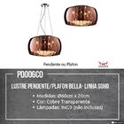 Lustre Pendente Plafon Soho Vidro Cobre Translucido Com Crist