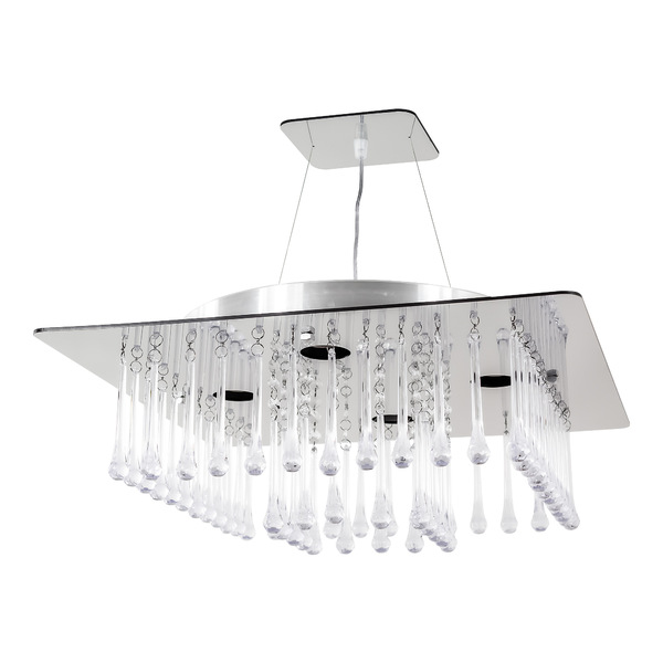 Lustre Pendente Quadrado Acrílico Espelhado 50 Pingos 4lpd
