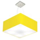 Lustre Pendente Quadrado Amarelo Mj-4071 Para Mesa De Jantar