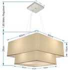 Lustre Pendente Quadrado Bege E Bege Mj-4345 Para Mesa De Jan