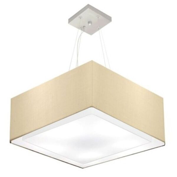 Lustre Pendente Quadrado Bege Mj-4128 Para Mesa De Jantar E E