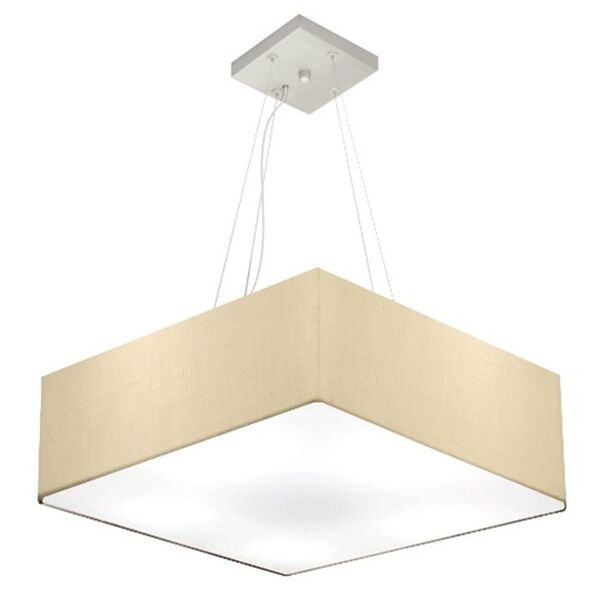 Lustre Pendente Quadrado Bege Mj-4198 Para Mesa De Jantar E E