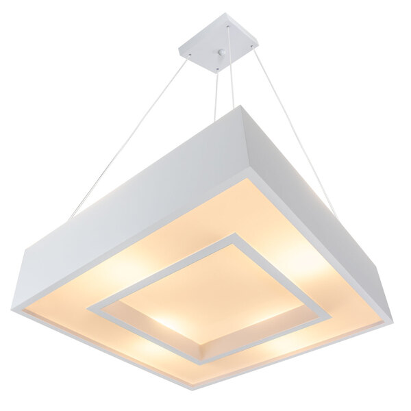 Lustre Pendente Quadrado Branco 60x60cm para 8 lâmpadas E27 S