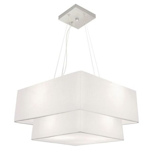 Lustre Pendente Quadrado Branco Mj-4066 Para Mesa De Jantar E
