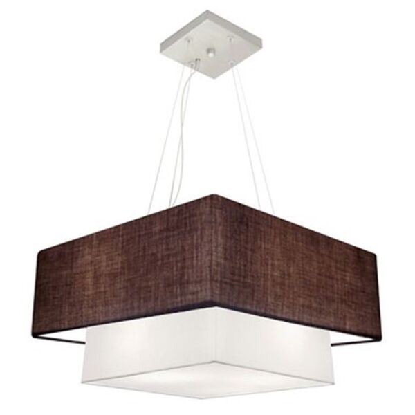 Lustre Pendente Quadrado Café E Branco Mj-4347 Para Mesa De J