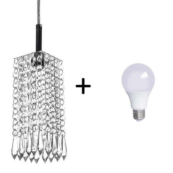 Lustre Pendente Quadrado Clearcrillic Cristal Acrílico Com L