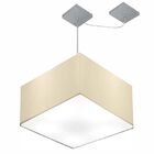 Lustre Pendente Quadrado Com Desvio Bege Mj-4271 Para Mesa De