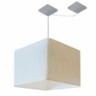 Lustre Pendente Quadrado Com Desvio Linho Bege Mj-4269 Para M