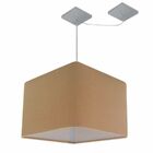 Lustre Pendente Quadrado Com Desvio Md-4268 Cúpula Em Tecido