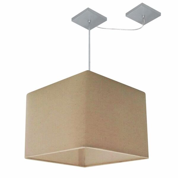 Lustre Pendente Quadrado Com Desvio Md-4268 Cúpula Em Tecido