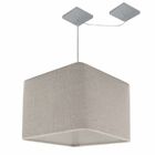 Lustre Pendente Quadrado Com Desvio Md-4268 Cúpula Em Tecido