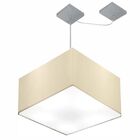 Lustre Pendente Quadrado Com Desvio Md-4270 Cúpula Em Tecido