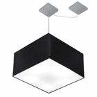 Lustre Pendente Quadrado Com Desvio Md-4270 Cúpula Em Tecido