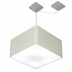 Lustre Pendente Quadrado Com Desvio Md-4270 Cúpula Em Tecido