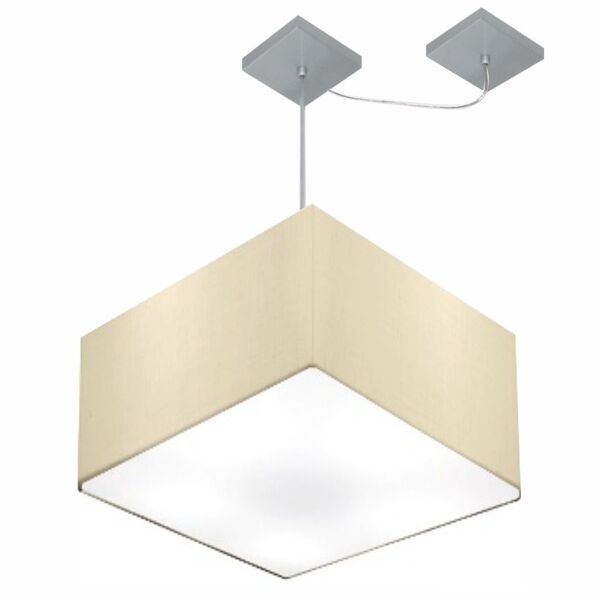 Lustre Pendente Quadrado Com Desvio Md-4271 Cúpula Em Tecido